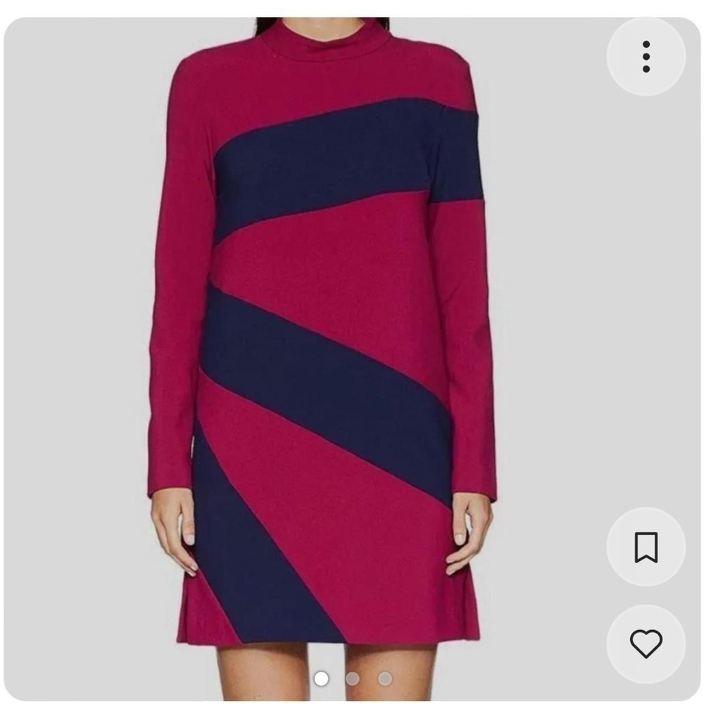Nicole Miller Collection (main line) pink and blue stripe shift dress